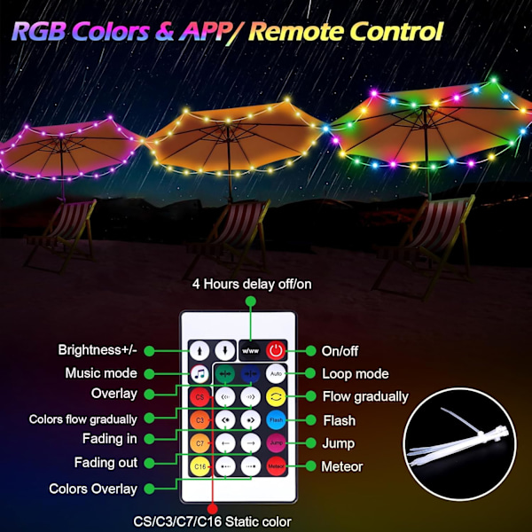 LED ljusslinga 10 meter, 100 lysdioder LED ljusslinga, RGB LED sovrumslampa med fjärrkontroll och APP, färgbyte, musiksynkronisering, tidsmodul