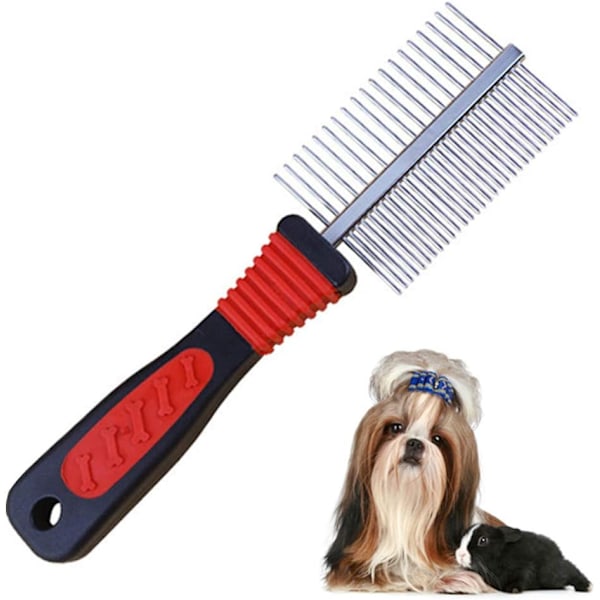 Hundkam, Dubbelradig Tandkam Groomingkam Stor Liten Hund/Katt Lämplig för Medel- och Långhårig Hundborste (1 st)