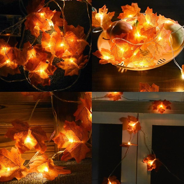 Julepynt LED Thanksgiving Day Maple Leaf Lysstreng 3 m 20-Lys Dobbelt Blad Model