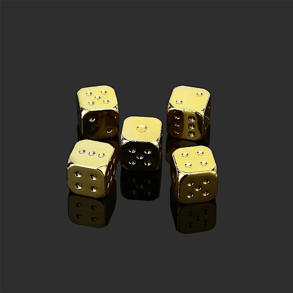 5 Pcs Dice Metal Gold Color Suit Party Home Board Game Dice Toys Set