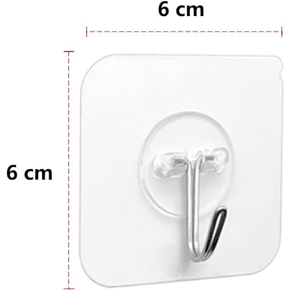 Spårlösa Krokar - 6 Genomskinliga Självhäftande Krokar 5kg (Max) för Upphängning i Badrum, Kök, Tak, Upphängning, Vägg, Dörr, Badrock, Handdukshängare (6st)