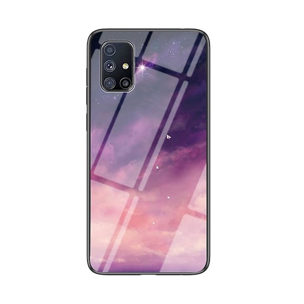 Stjernehimmel mønstret herdet glass + PC + TPU hybrid deksel for Samsung Galaxy M31s Sky