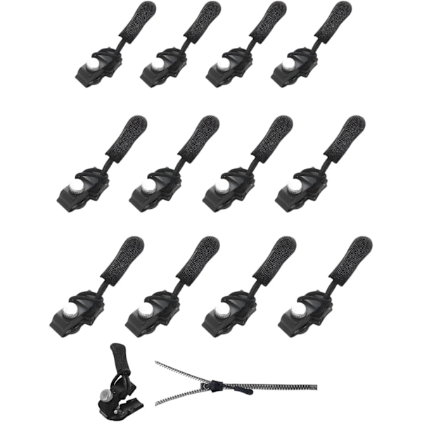 12 Stycken Dragkedjesliders, Frundoo Universell Dragkedjereparationssats, Slider Tand Skruvhuvud med Dragkedja för Sömnad av Kläder, Jackor, Ryggsäckar