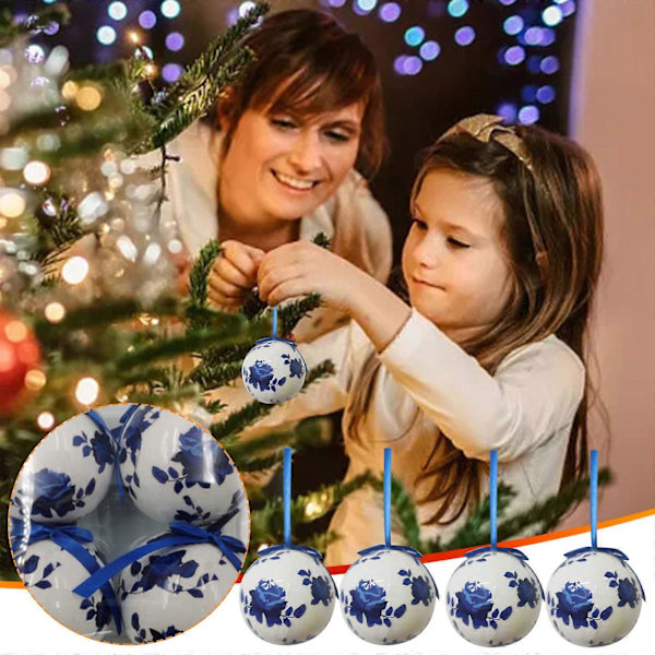 Nightmare Before Christmas 8cm Blue And White Porcelain Sticker Christmas Ball Foam Styrofoam Christmas Ball Christmas Ball Christmas Tree Decorations