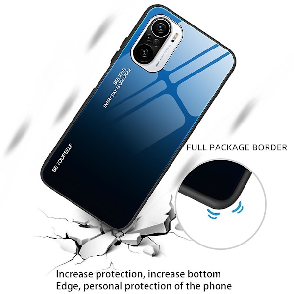 Tyndt letvægts hærdet glas farve bagside cover til Xiaomi Redmi K40mi K40 Pro/Poco F3/Mi 11i