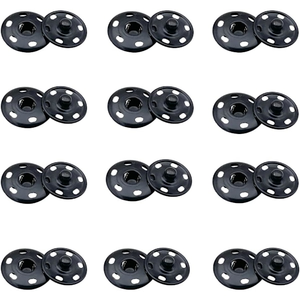 Syknapper, 21 mm Metal Knapsæt, Sorte Rustfri Stål Metal Knapper, Syknapper til Syartikler DIY Håndværk