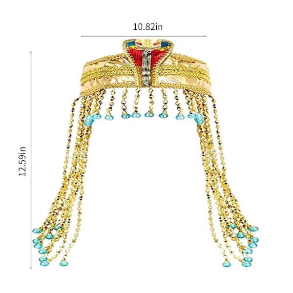 Halloween-kostymer for kvinner - egyptisk hodeplagg med krone og slangeperler - tilbehør til egyptiske kostymer for kvinner - perlehårbånd