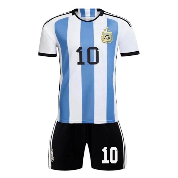 1 Sæt Fodboldtrøje Shorts Korte Ærmer Top Sport Wear Argentina Hjemmekamp Nr. 10 Fodbold Sports T-Shirt Bukser Souvenir Gave xs