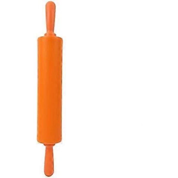 Non-Stick Silicone Rolling Pin For Bread Dough, Cookies, Fondant, Pizza, Etc. (Orange)