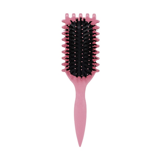 Børste med vildsvinehår til krusfrit krøllet hår til kvinder (Pink)