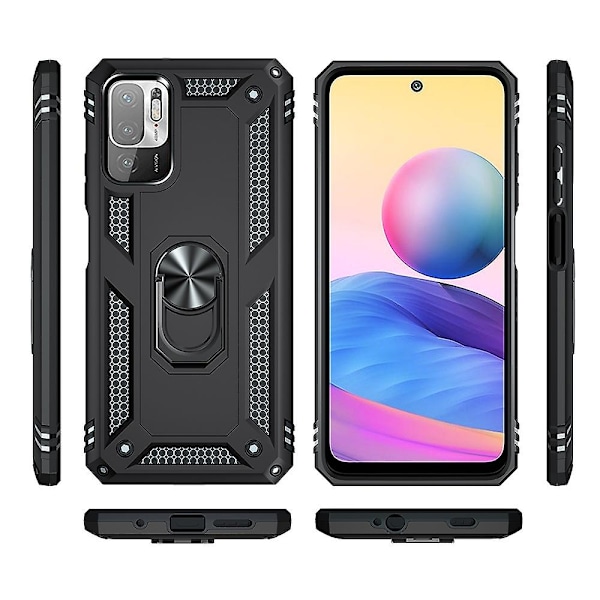 Anti-drop PC + TPU Combo Hybrid Phone Shell med Ring Kickstand för Xiaomi Redmi Note 10 5G