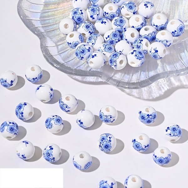 20 stk. 10 mm runde keramiske perler for DIY håndverk armbånd smykkelaging