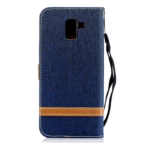 Jeans Cloth Texture Wallet Stand Läder Skyddande Fodral Case för Samsung Galaxy J6 (2018)