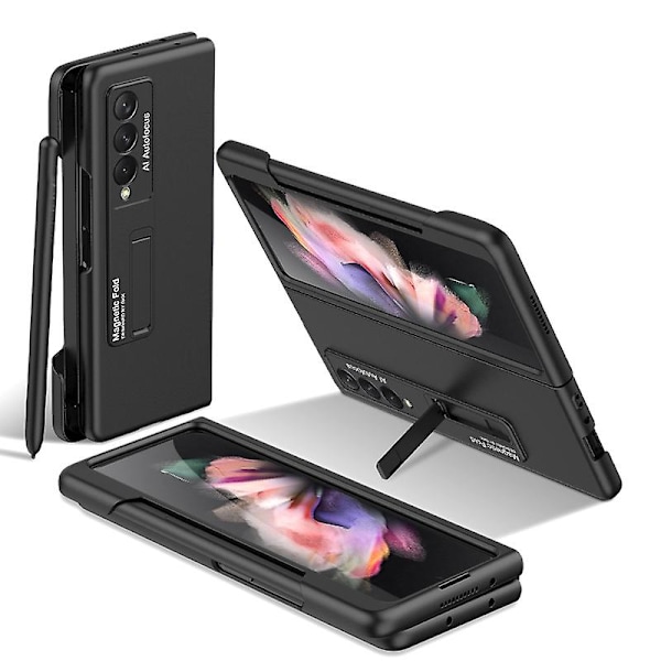 GKK for Samsung Galaxy Z Fold3 5G Hard PC Ultra-thin Case Magnetic Kickstand Cover with Pen Slot