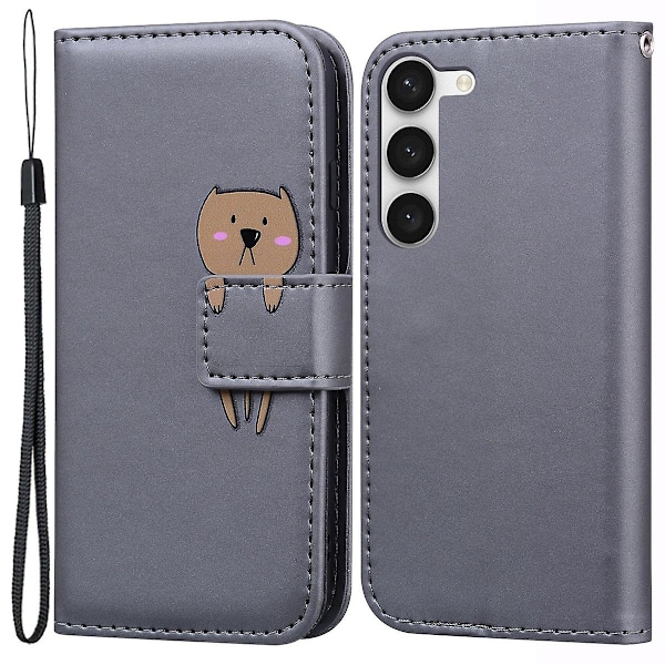 For Samsung Galaxy S24+ Cartoon Animal Pattern Cover PU Leather Cell Phone Cases with Strap