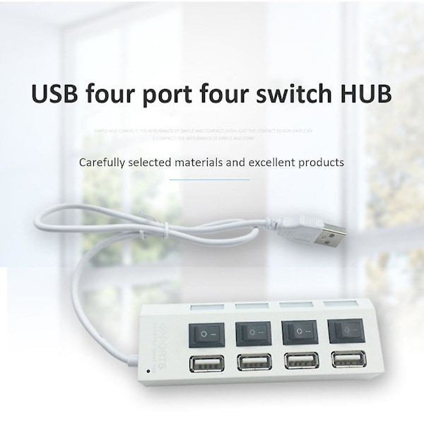 USB-hub med 7 porter, høy hastighet 2.0, multisplitter for stasjonær PC og bærbar datamaskin