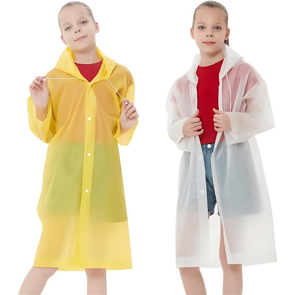 2 Stycken Återanvändbar Regnponcho EVA Material, Vattentät Regnponcho, Barn Regnjacka för Cykling, Vandring, Cykling, Resor, Utomhusaktiviteter