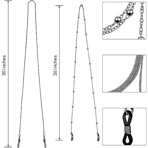 6 stk. Brillekjeder Elegante Brilleholdere Perlekjede Brillebånd