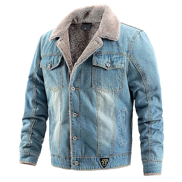 Mens Fleece Lined Coat Thick Denim Jacket