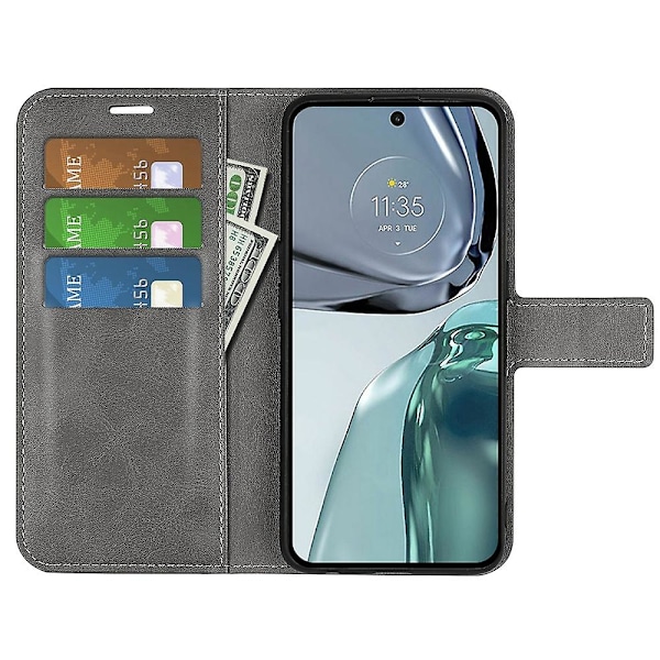 For Motorola Moto G62 5G Anti-slid tekstureret pung etui stand firkantet magnetisk folio flip telefon cover