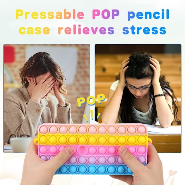 Pop it -setti, 3 in 1 Push Pop Bubble -lelulaukku, Fidget-lelulaukku, säädettävä hihna, hajuton silikoni, mukana 3 kaunista lyijykynän suojusta (Ombre Almond Cake)