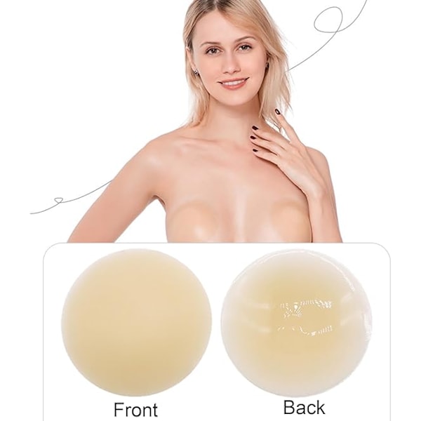 2 Par Återanvändbara Självhäftande Nippelplåster Mjuk Silikon, Nippelplåster för Kvinnor, Osynliga Självhäftande Silikon Nippelplåster [8cm]