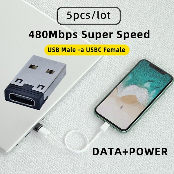 UC-167-BK 5 kpl USB-C naar USB-A 2.0 mannelijke 480 Mbps datatransfer oplaadadapter