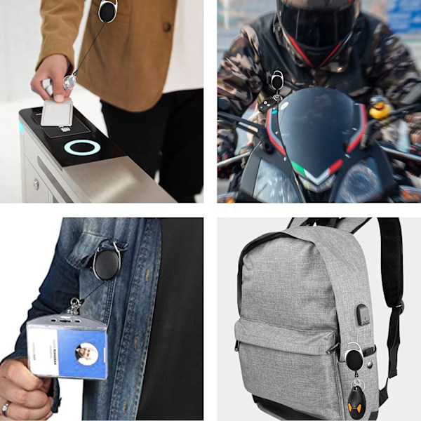 Uttrekkbar nøkkelring, 2 spoleklips, ID-badgeholder-snor for kontor, bedrift, utstilling