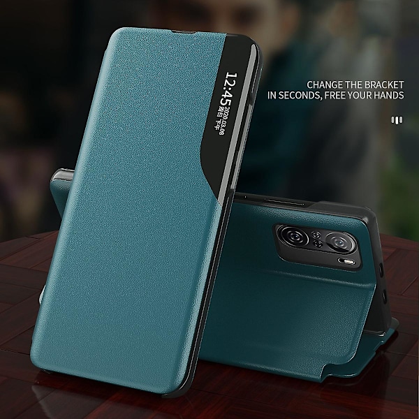 View Window Flip Case til Xiaomi Redmi K40/K40 Pro Læder Telefon Skal Stativ