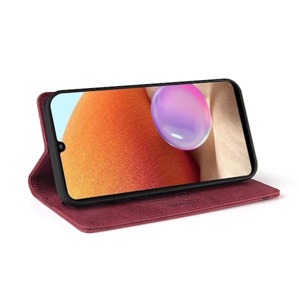 For Gq.Utrobe SAMSUNG Galaxy A32 4G Skin-Like Anti-Theft Leather Brush Case Burgundy