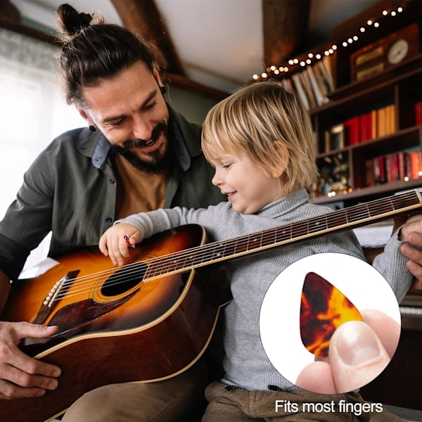 32 Stycken Plektrum, Högkvalitativa Färgglada Celluloidplektrum för Gitarr, Ukulele, Bas, 4 Olika Tjocklekar 0.46/0.71/0.96/1.2mm
