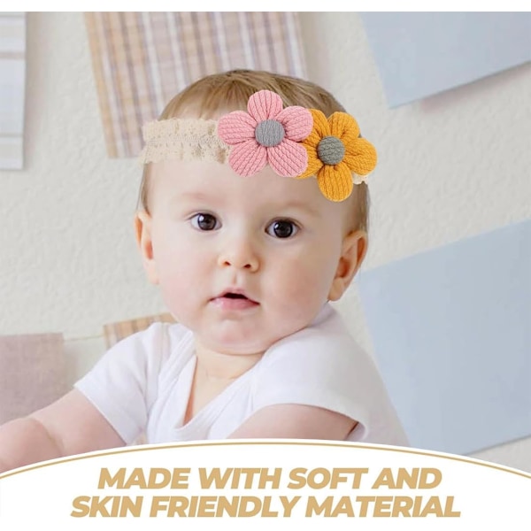 3 Pakke Baby Jente Hårbånd, Blomst Elastisk Hårbånd Tilbehør, Flott for Daglig Bruk eller Fotografering