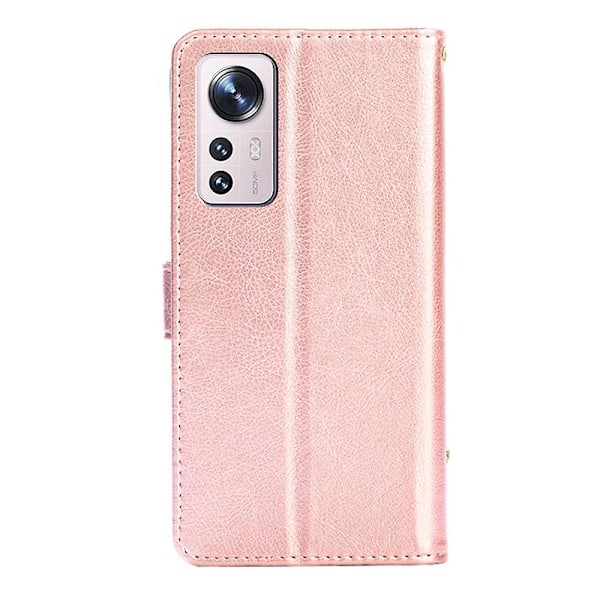 For Xiaomi 12 Pro glidelåsveske mobiltelefon skinnetui rosegull