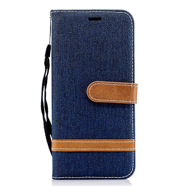 Jeans Cloth Texture Wallet Stand Läder Skyddande Fodral Case för Samsung Galaxy J6 (2018)