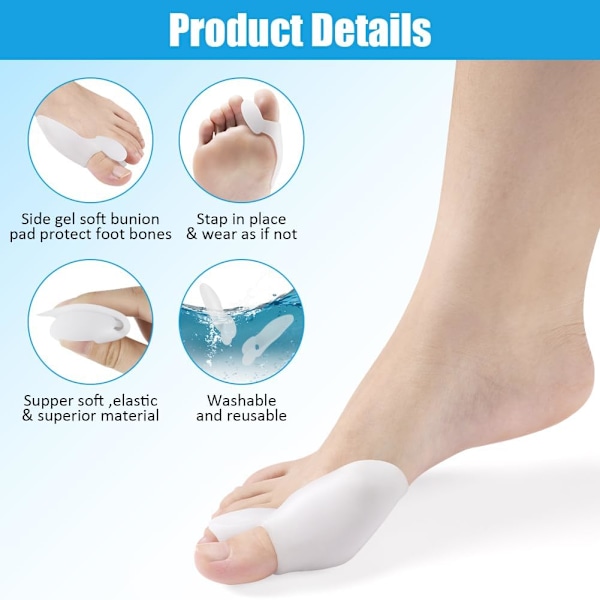 Hallux valgus -korjaaja, 4 kpl hallux valgus -korjaaja, silikoninen varpaanerotin, jalkojen ortoottinen levitin, isovarpaan korjaaja, vaivaisenluun suoja