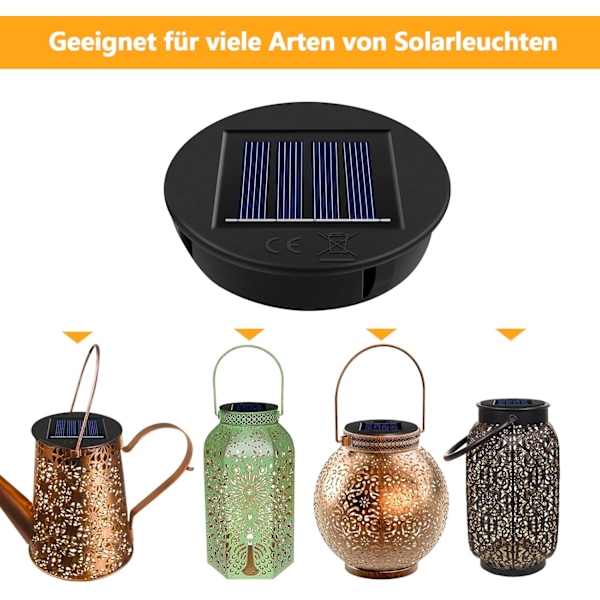 4 stk. Udskiftnings solcellelamper 8 cm top med klar LED-pære, IP65 vandtæt solpanel, solcellelampe til haven, DIY solskærmslampe