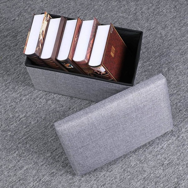 Foldbar Opbevaringsskammel Fodskammel Skammelbeholder Foldbart Skab, Grå - Linned, 40 x 25 x 25 cm