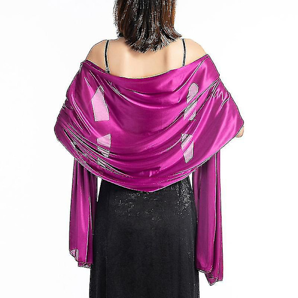 Shawls Kjoler Aften Fest Wrap Bryllup Satin Ren Farve Cape Shrugs Boleros