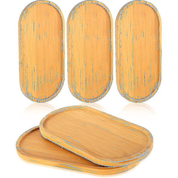 Bamboo Tray, 5 Pieces Oval Bamboo Trays, Oval Tea Tray Rectangular Bamboo Trays Bamboo Serving Tray For Cups Jewelry Flower Pots Coffee