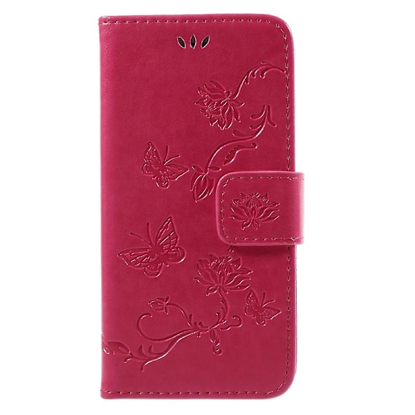 Imprint Butterfly Flower Magnetisk Pung PU Læder Stativ Etui til iPhone 7/8/SE (2020)/SE (2022)