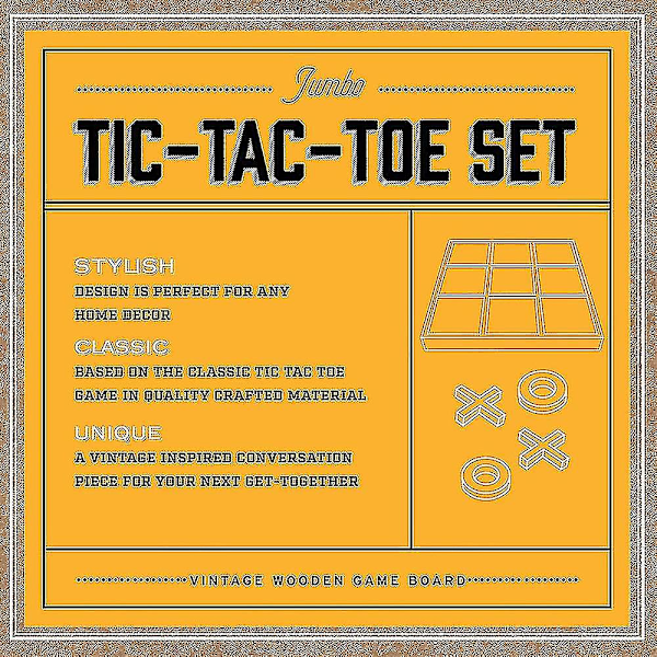 10-delad premium tic-tac-toe-bräda i massivt trä, jättegul, 14 tum, utomhus/inomhus-festset, leksak för barn/vuxna, perfekt för underhållning på bakgården