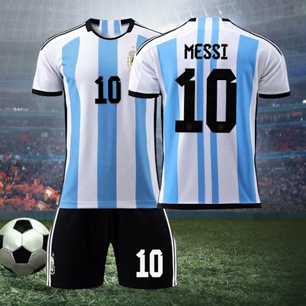 Fotbollströja och Shorts Set, Kortärmad Topp Sportkläder Argentina Hemmamatch Nr 10 Fotbollssports T-shirt Byxor Souvenir Present l