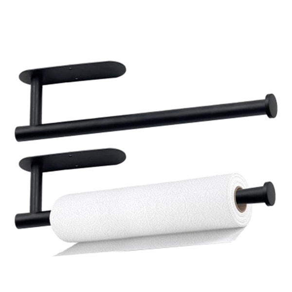 2-pack mångsidig pappershanddukshållare, rostfritt stål svart väggfäste eller självhäftande