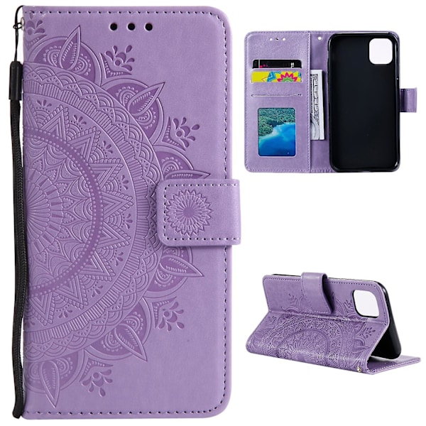 Imprinted Mandala Lommebok Skinnveske med Rem for Xiaomi Mi 11