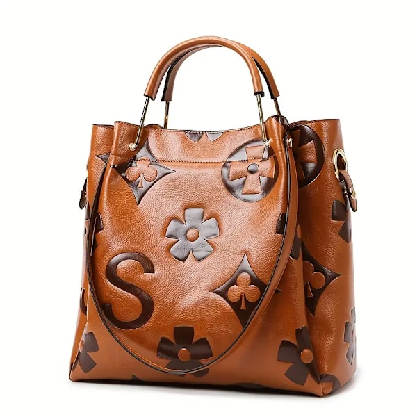 Elegant Flower Embossed Handbag - Stylish and Versatile Satchel Bag for Work and Everyday Use