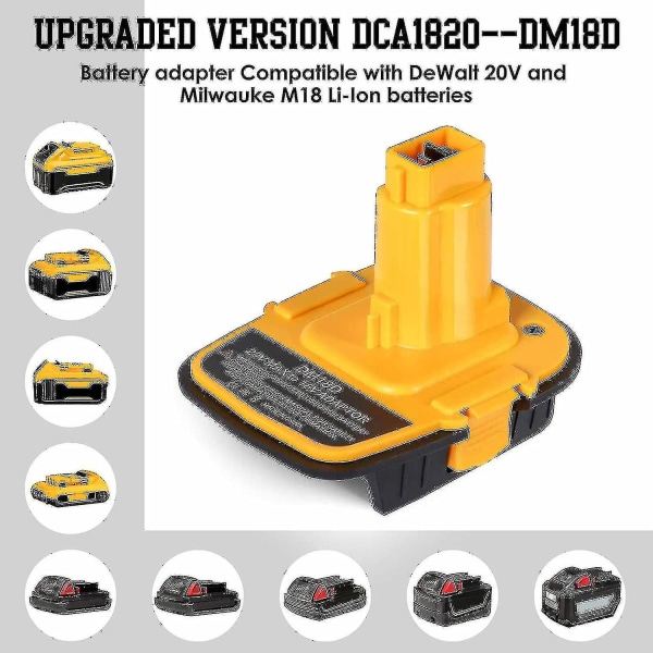 Dm18d Dca1820 Batteriadapter Med Usb Til Dewalt 20v/18v Til Milwaukee M18 18v Lithium Batteri Dcb204 Dcb205