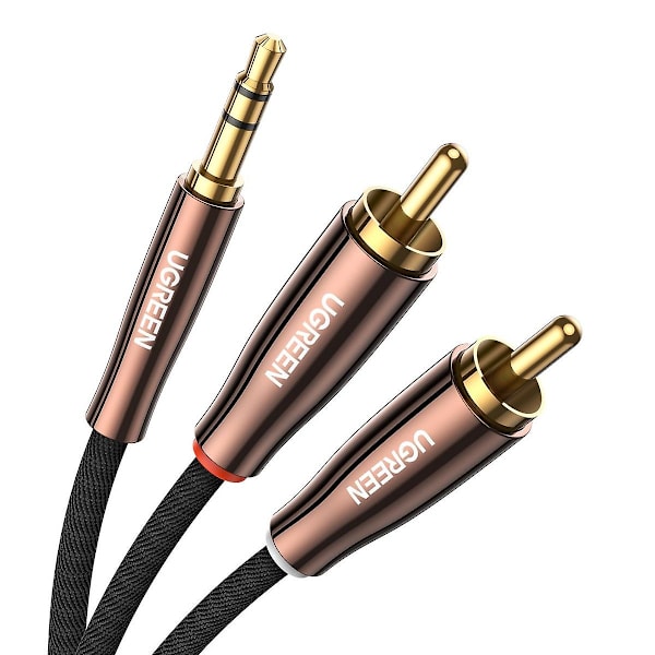 UGREEN 80846 1,5 meter 3,5 mm hann til 2RCA hann stereo lydkabel 24K gullbelagte kontakter for Sma