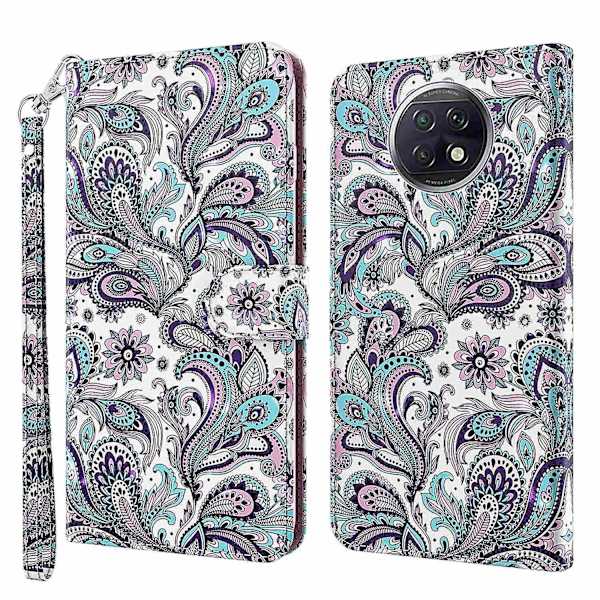 Printing Wallet Design PU Phone Case Shell for Xiaomi Redmi Note 9T 5G/Note 9 5G - Swirl