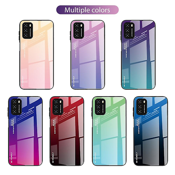 Gradientfarget herdet glassdeksel for Xiaomi Poco M3 PC + TPU kombinert deksel