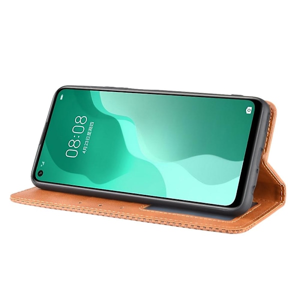 Auto-absorberande retro läder flip skyddande fodral för Huawei nova 7 SE/P40 lite 5G